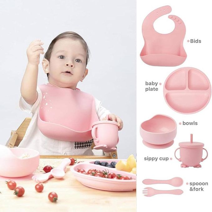 🥄 7-Piece Silicone Baby Cutlery Set – Safe Feeding Kit for Toddlers 👶 BPA-Free